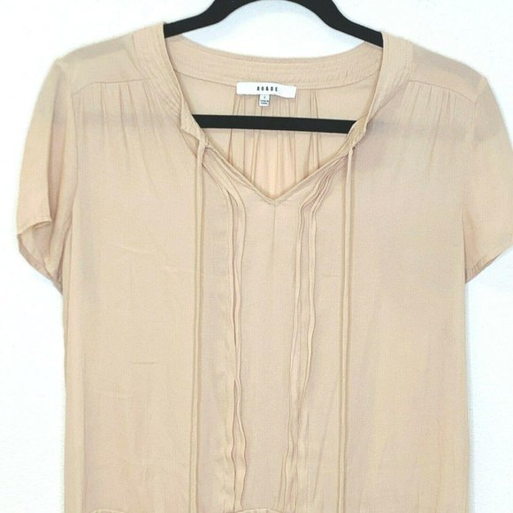 Ro & De Split Neck Ruffle Hem Short Sleeve Top - Picture 4 of 6